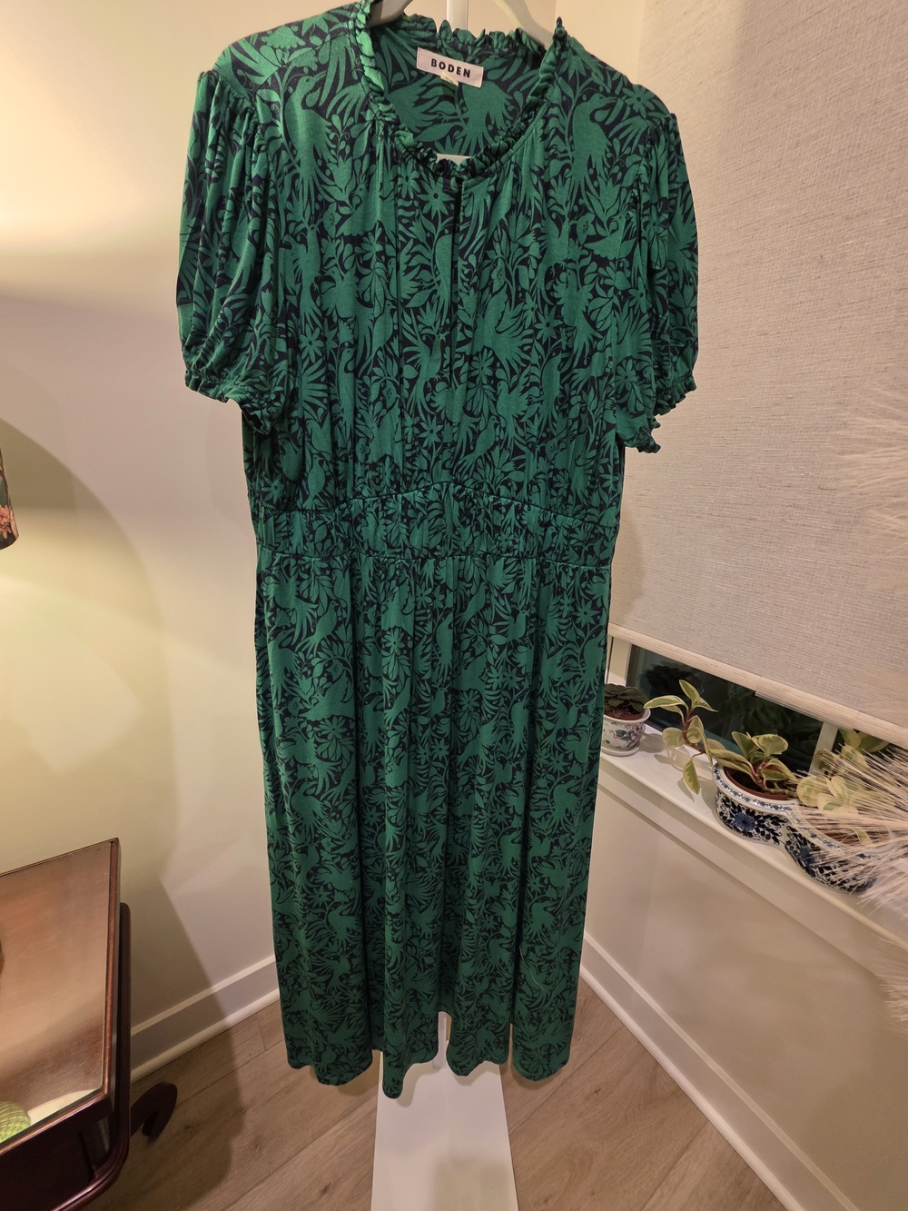 Boden Emerald Green Printed Short-Sleeve Maxi Dress Size 16/18 - Picture 4 of 16